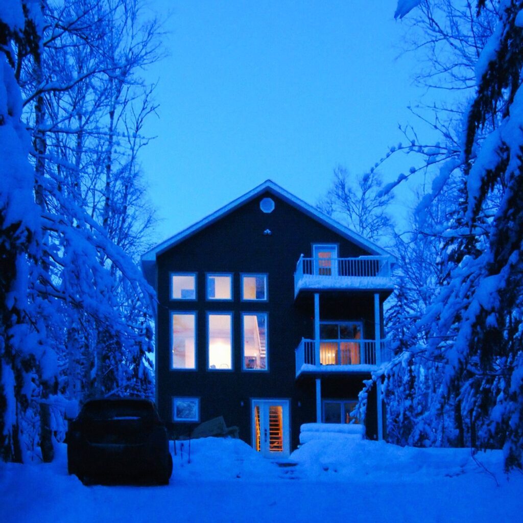 house front in winter time